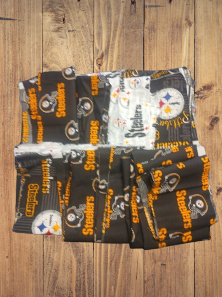 Assorted Steelers Football Licensed Cotton Fabric - 1 lb  Scrap Small Pieces Bundle