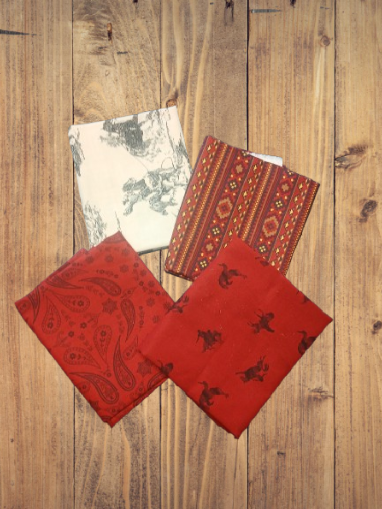 4 Fat Quarters - Assorted Back of the Chutes Western Red Fat Quarter Bundle