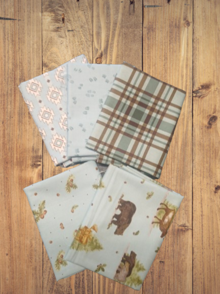 5 Fat Quarters - Assorted Let's Get Lost In The Woods Blue Fat Quarter Bundle