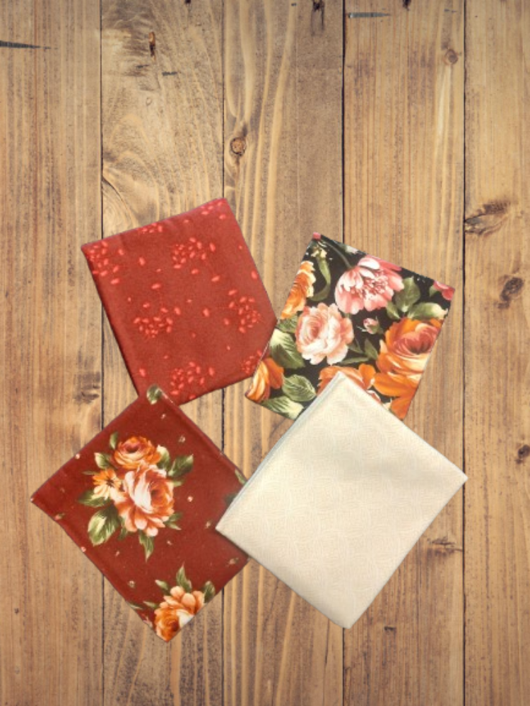 4 Fat Quarters -  Assorted Harvest Rose Flannel Fat Quarter Bundle