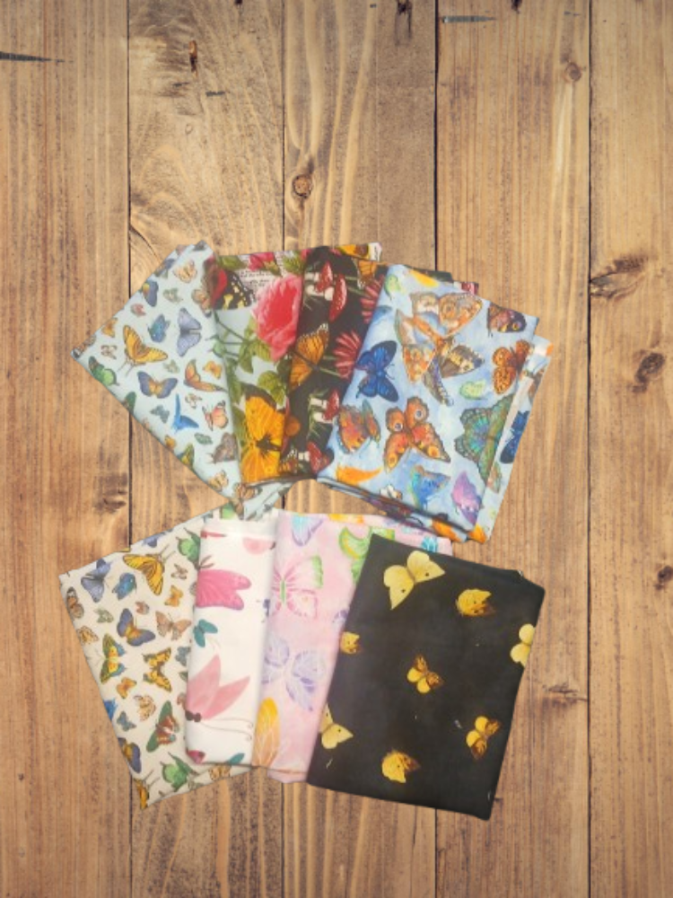 8 Fat Quarters - Assorted Butterflies Fat Quarter Bundle