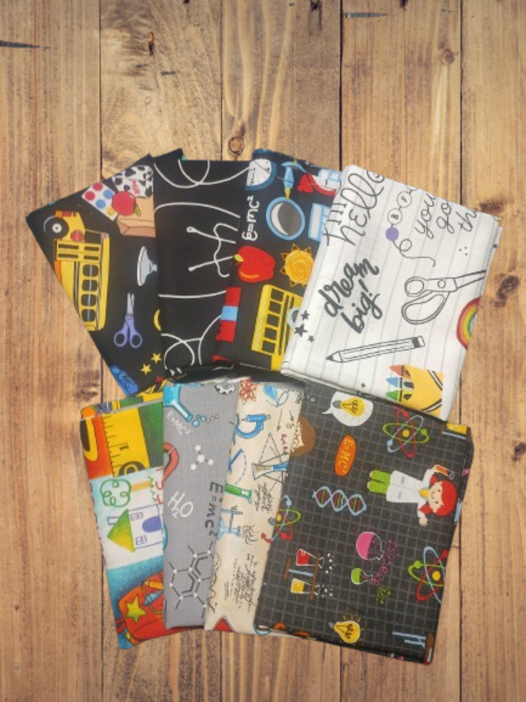 8 Fat Quarters - Assorted School Educational Fat Quarter Bundle
