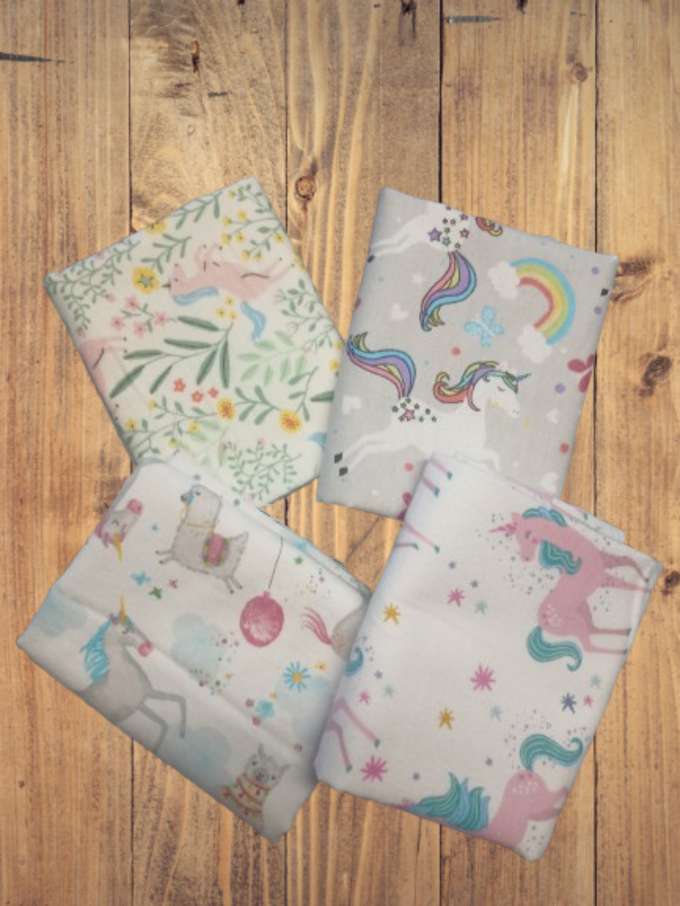 4 Fat Quarters - Assorted Unicorn Flannel Fat Quarter Bundle