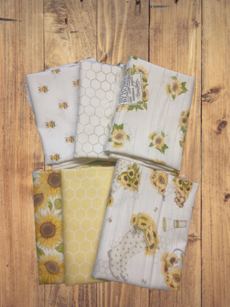 6 Fat Quarters - Assorted Sunflower Garden Fat Quarter Bundle