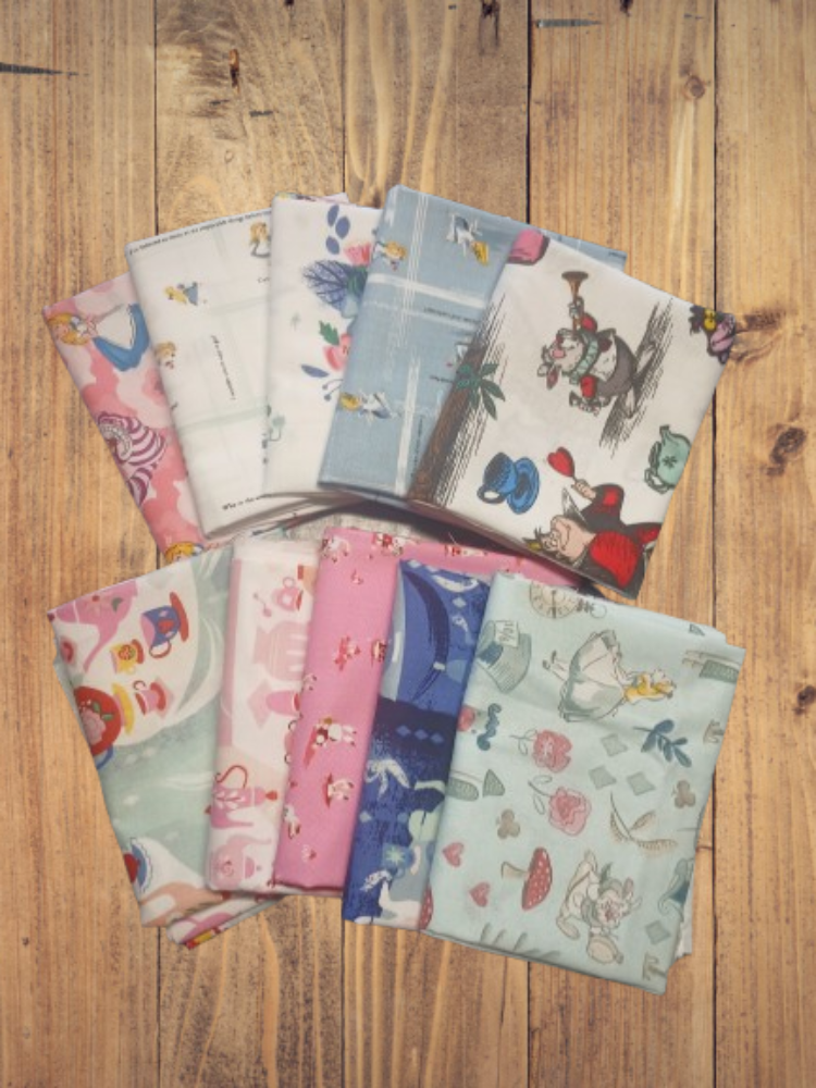 10 Fat Quarters -  Assorted Alice in Wonderland Fat Quarter Bundle