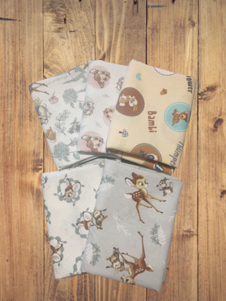 5 Fat Quarters - Assorted Bambi and Friends Fat Quarter Bundle