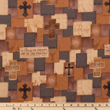 Load image into Gallery viewer, Scripture Patches &amp; Crosses Cotton Fabric
