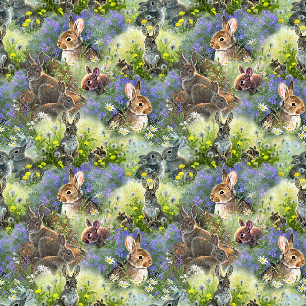 New Beginnings Spring Bunnies Multi Cotton Fabric