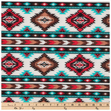 Load image into Gallery viewer, Red &amp; Turquoise Southwest Flannel Fabric
