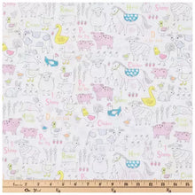 Load image into Gallery viewer, Pastel Farm Animals Cotton Calico Fabric
