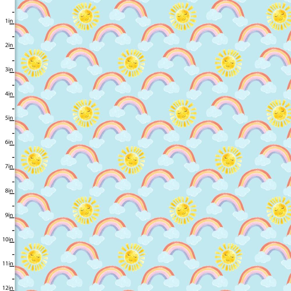 Pixie Dust Rise and Shine Blue Flannel Fabric