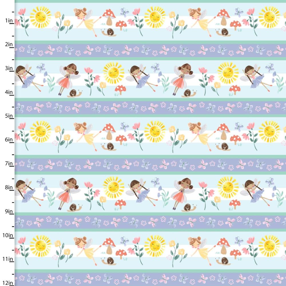 Pixie Dust Playful Stripe Blue Flannel Fabric