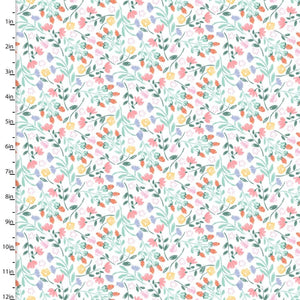 Pixie Dust Magical Flowers White Flannel Fabric