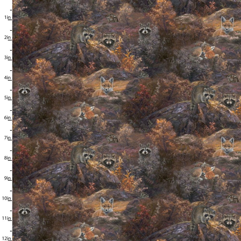 Whitetail Country Scenic Critters Multi Cotton Fabric