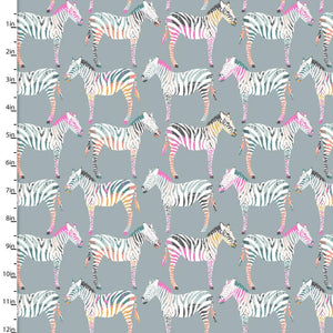 Zebra Dazzle Zebra Row Gray Cotton Fabric