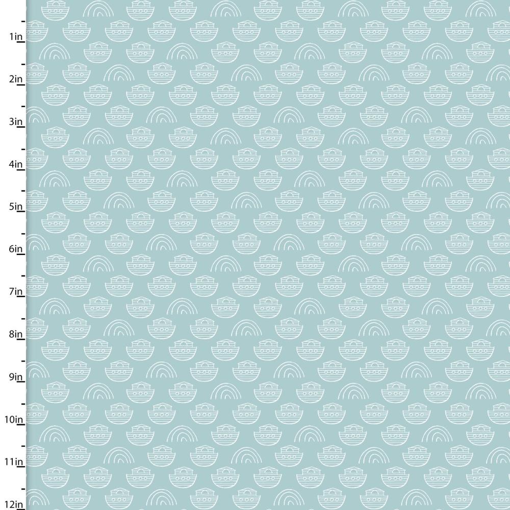 Two by Two Allover Ark Blue Cotton Fabric