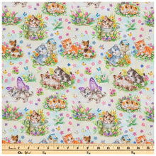 Load image into Gallery viewer, Kittens &amp; Butterflies Cotton Calico Fabric
