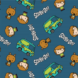 Handmade Single Layer Fleece 58"x 72" Throw Blanket "Scooby Doo Chibi Mystery Inc Teal ”