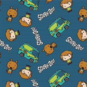 Scooby Doo Chibi Mystery Inc Teal Fleece Fabric