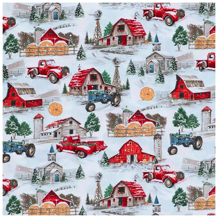 Christmas Farm Cotton Fabric