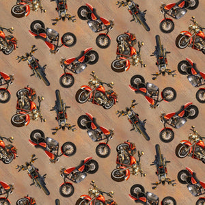 Live to Ride Motorcycle Tan Cotton Fabric