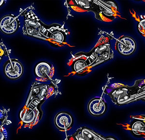 In Motion Motorcycle Black Cotton Fabric