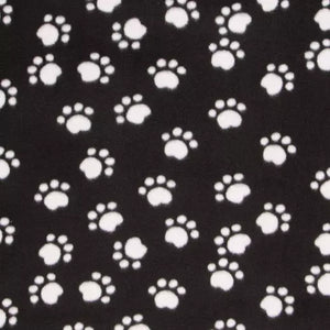 Black & White Paw Print Anti-Pill Fleece Fabric