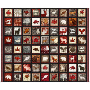 The Great White North Animal and Leaf Patch Cotton Fabric