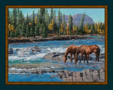 Load image into Gallery viewer, Handmade Tapestry &quot;On the Rocks Horses Panel”
