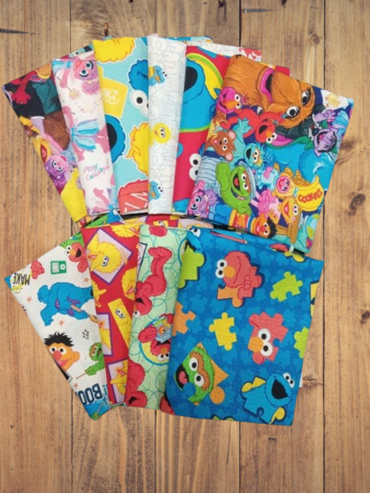 10 Fat Quarters - Assorted Sesame Street Fat Quarter Bundle