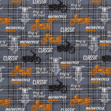 Load image into Gallery viewer, Motorcycle Mania Cotton Calico Fabric
