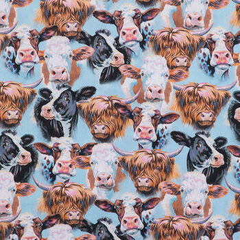 Cow Portraits Calico Cotton Fabric