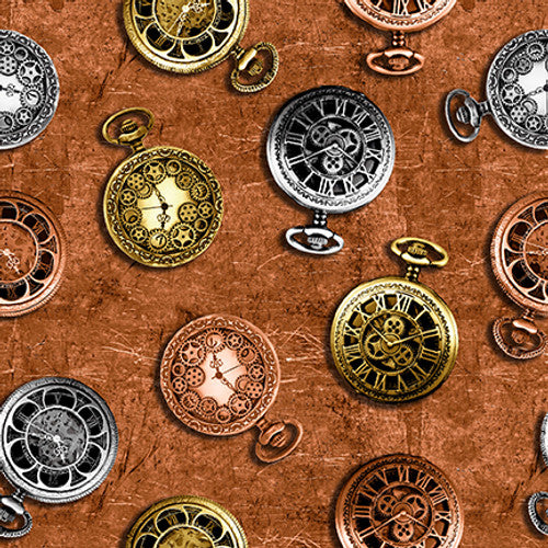 Full Steam Ahead Digital Pocket Watches Cotton Fabric