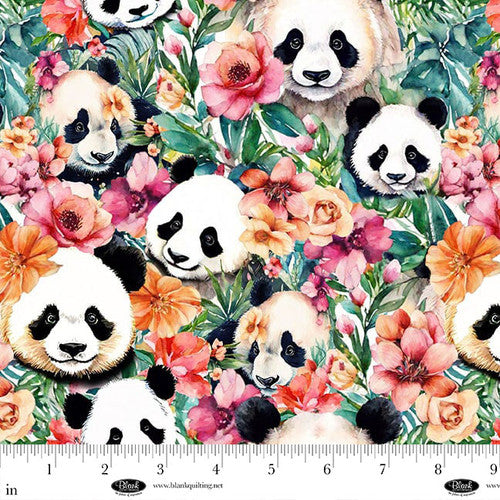 Panda Paradise Digital Packed Pandas Cotton Fabric