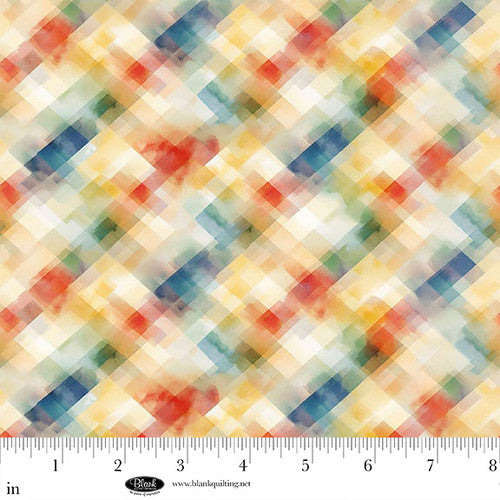 Panda Paradise Digital Plaid Cream Cotton Fabric