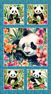 Panda Paradise Digital 24" Panel Cotton Fabric