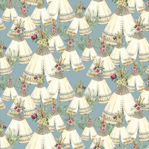 Forest Friends Girl Teepee Cotton Fabric