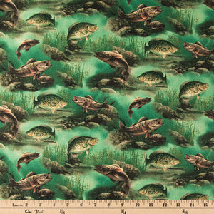 Hautman Scenic Fish Cotton Calico Fabric
