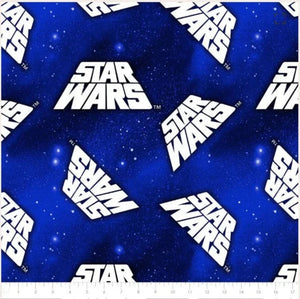 Handmade Single Layer Fleece 58"x 72" Throw Blanket "Star Wars Retro Logo Toss Blue ”