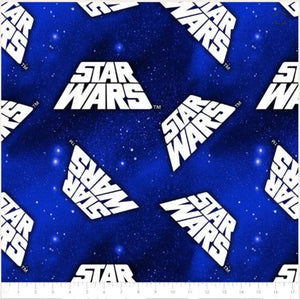 Star Wars Retro Logo Toss Blue Fleece Fabric