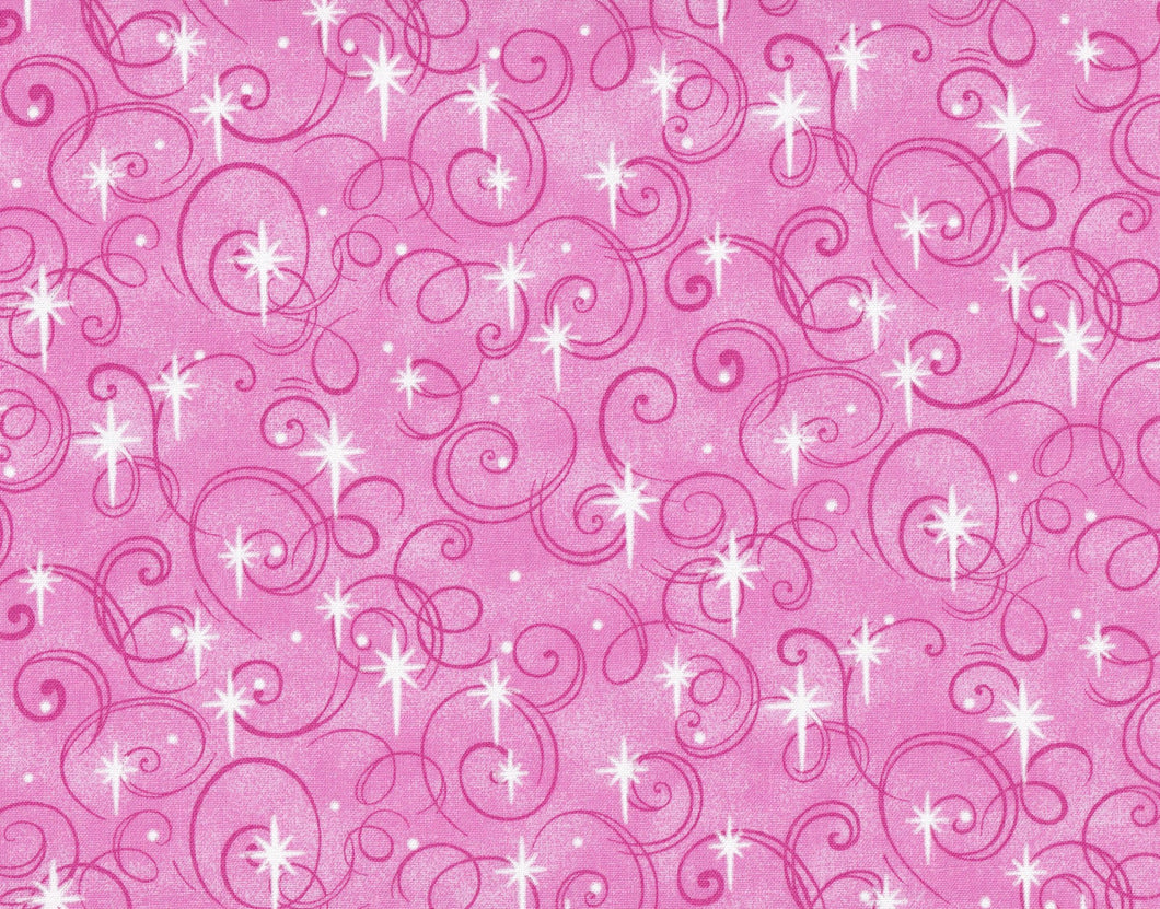 Pink Swirls & North Star Cotton Fabric