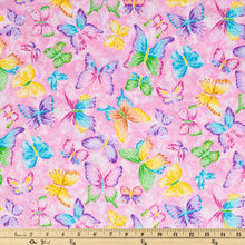 Load image into Gallery viewer, Butterflies On Pink Cotton Calico Fabric
