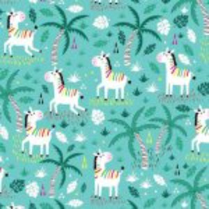 Fun Flannel Colorful Zebras Teal Flannel Fabric