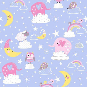 Fun Flannel Elephants Blue Flannel Fabric