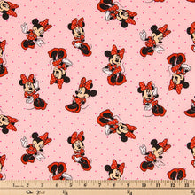 Load image into Gallery viewer, Pink Minnie Mouse Cotton Calico Fabric
