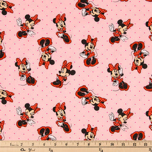 Pink Minnie Mouse Cotton Calico Fabric