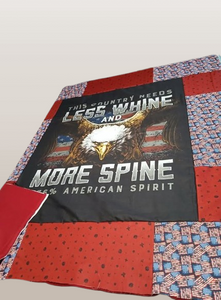 Handmade Patriotic Less Whine more Spine Quilt 56"x 60"