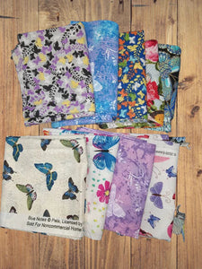 Assorted Butterflies & Insects Flat Fold Assortment 10 Yard Bundle Cotton Fabric