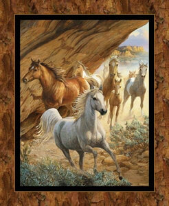 Independence Pass Horse 45" Cotton Wall Hanging Panel Fabric