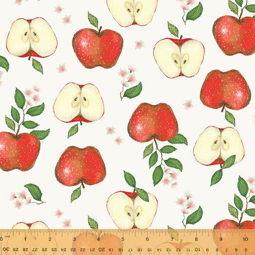 Just Fruit Apples Ivory Cotton Fabric